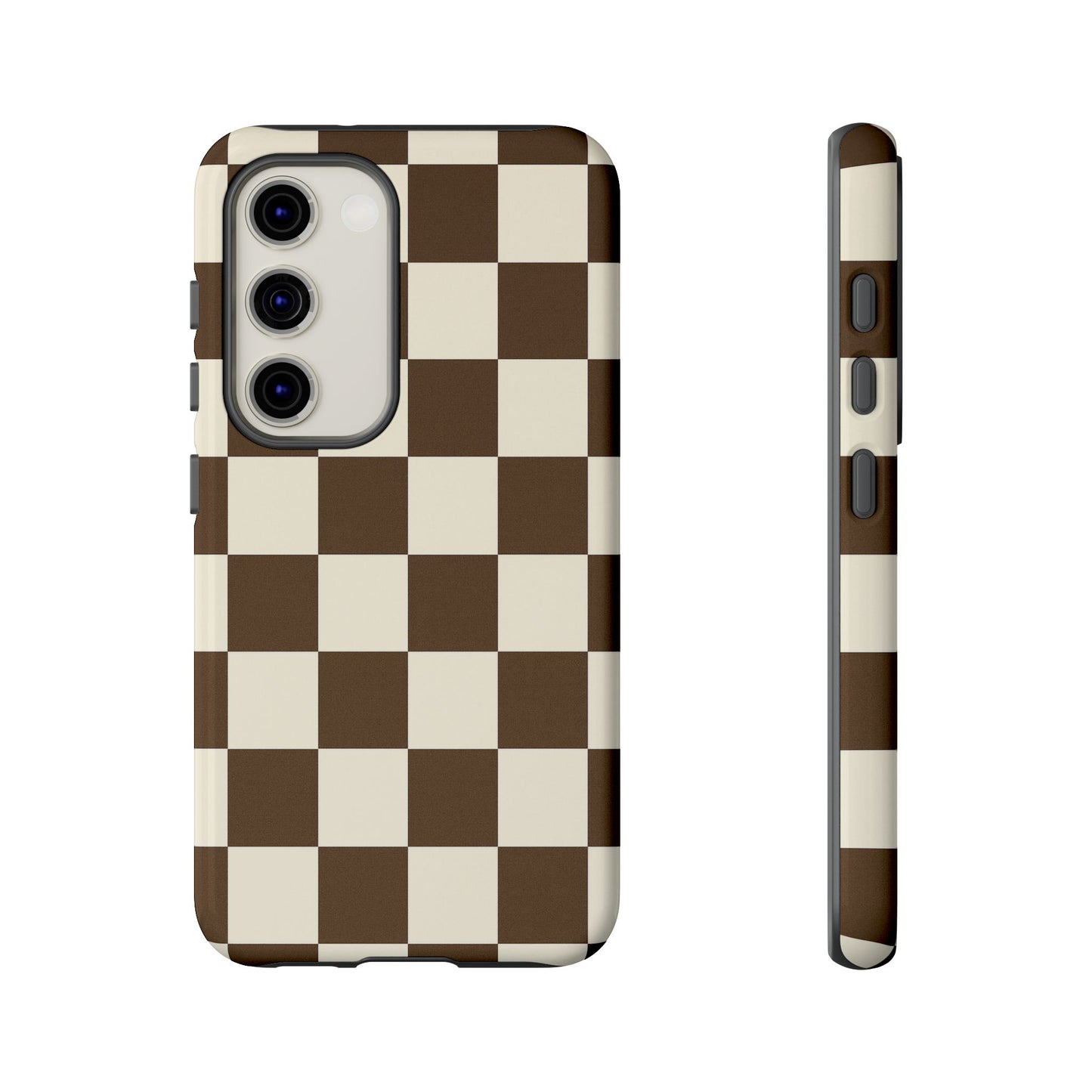 Mocha Checkerboard Phone Case | Neutral Aesthetic Tough Case