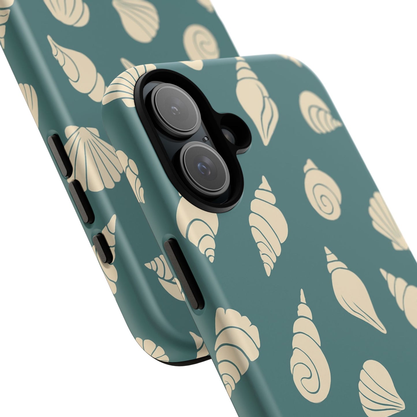 Seashell Pattern Phone Case | Teal Coastal Shells Tough Case for Iphone, Samsung Galaxy and Pixel