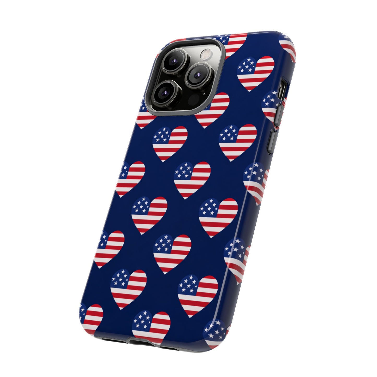Patriotic American Flag Heart Phone Case – Tough Shockproof, USA Stars & Stripes for Iphone, Samsung Galaxy and Pixel