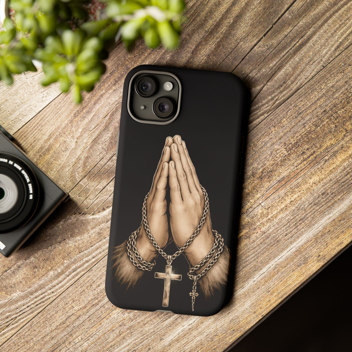 Praying Hands Cross Phone Case – Christian Faith Scripture Cover