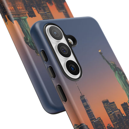 Statue of Liberty Sunset Phone Case – New York City Skyline Travel Aesthetic Tough Case