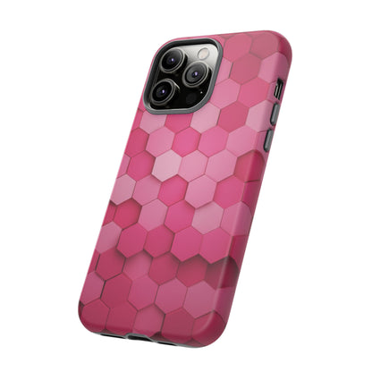 Hot Pink Hexagon Phone Case | Honeycomb Geometric Aesthetic | Cute Pink iPhone & Samsung Tough Protective Case