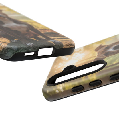 Pitbull Portrait Phone Case | Dog Lover Tough Case, Sunset Forest