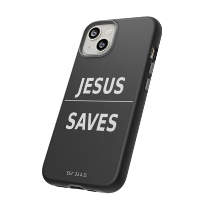 Jesus Saves Phone Case Christian Religious Minimalist Black Tough Cover