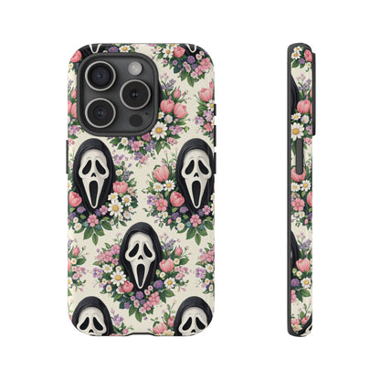 Floral Ghost Face Aesthetic Phone Case – Cute Spooky Tough Cover