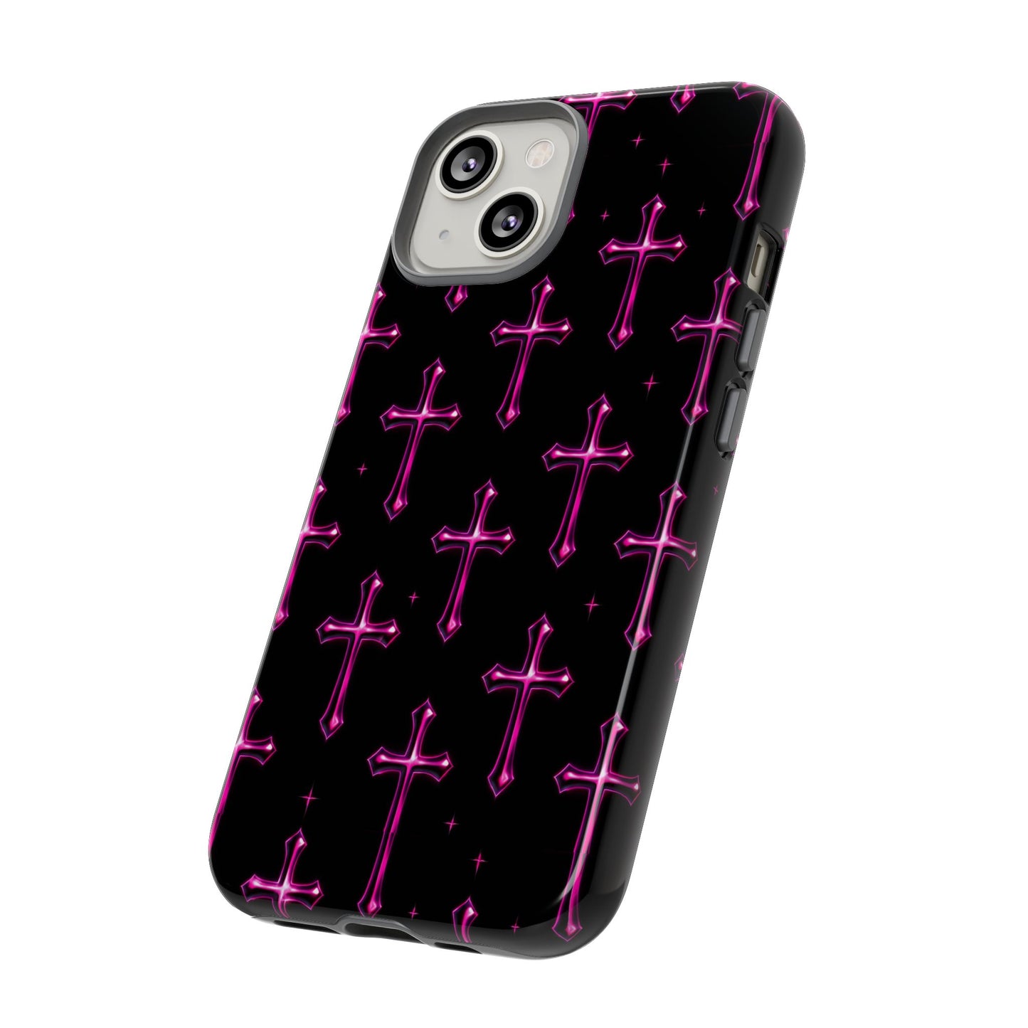 Neon Pink Cross Pattern Phone Case | Tough Protective Case for Iphone, Samsung Galaxy and Pixel
