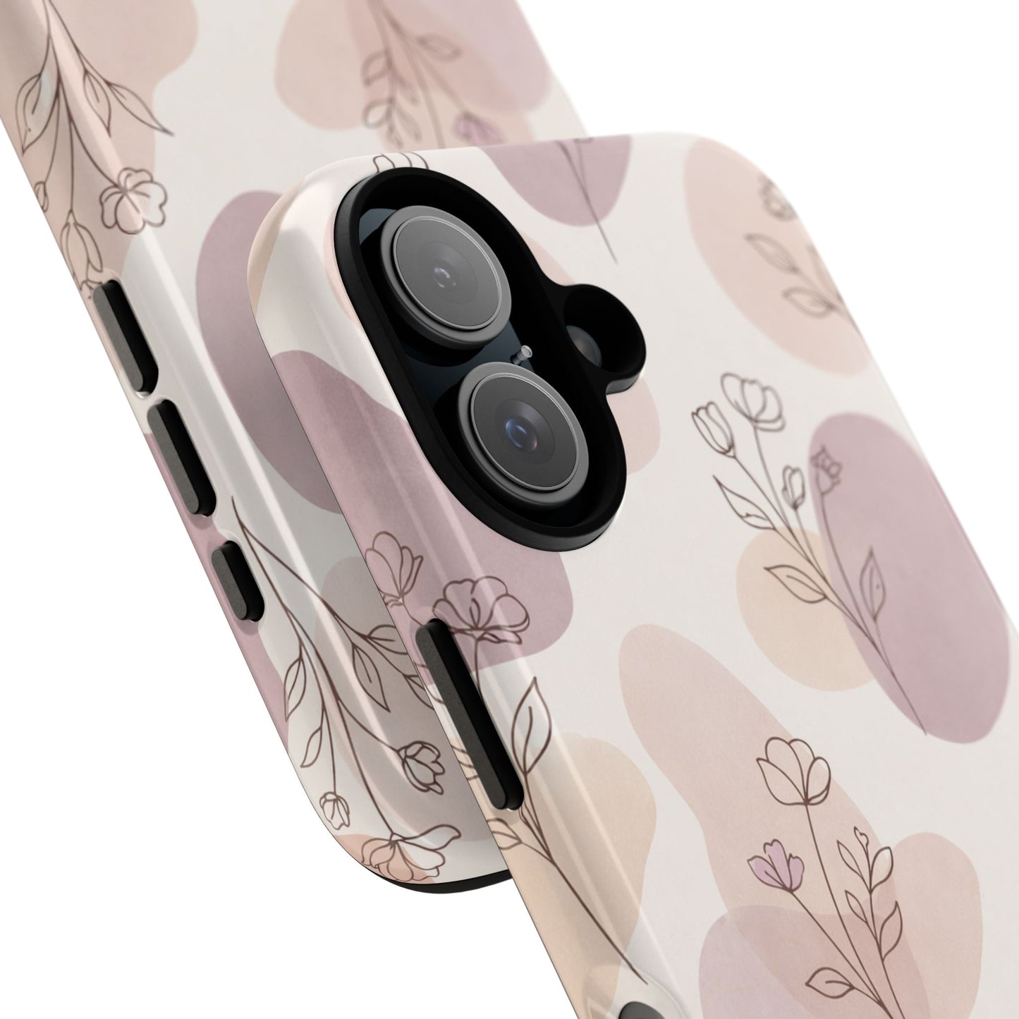 Blush Floral Phone Case Neutral Botanical Watercolor Tough Cover