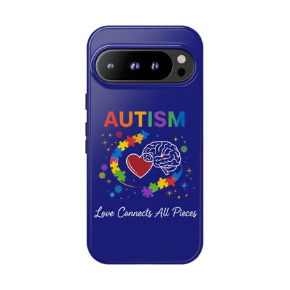 Autism Awareness Tough Case – "Love Connects All Pieces" Phone Case for Iphone, Samsung Galaxy and Pixel