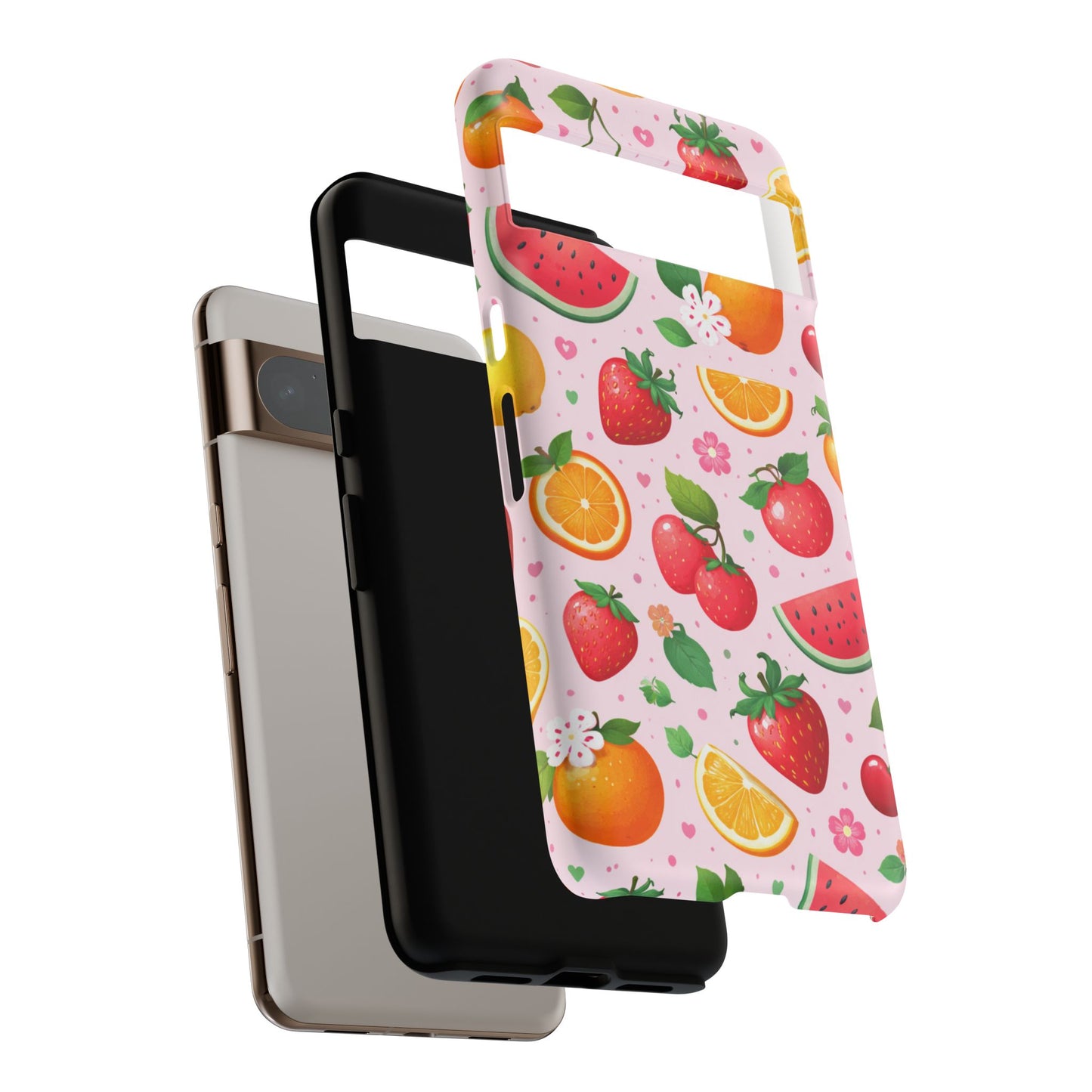 Fruit Phone Case – Tough Shockproof, Strawberry Cherry Citrus Summer Design for Iphone, Samsung Galaxy and Pixel