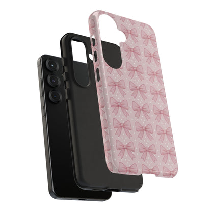 Pink Bow Pattern Phone Case – Soft Coquette Aesthetic Tough Case