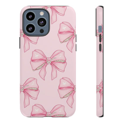 Pink Bow Pattern Phone Case | Coquette Aesthetic Tough Protective Case