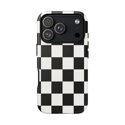 Black & White Checkerboard Phone Case – Classic Aesthetic Tough Protective Case for Iphone, Samsung Galaxy and Pixel