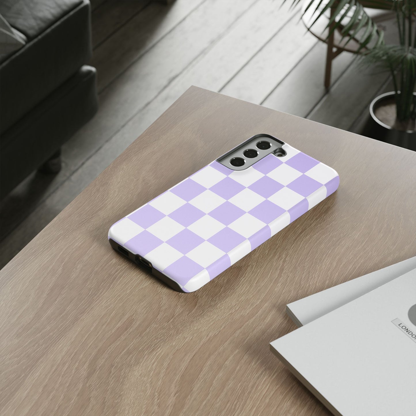 Lavender Checkerboard Phone Case | Pastel Aesthetic Checkered iPhone & Samsung Tough Case