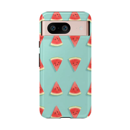 Watermelon Phone Case – Pastel Blue Summer Fruit Tough Case (iPhone, Samsung, Pixel)