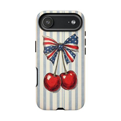 Patriotic Cherry Phone Case Americana Coquette Aesthetic iPhone Samsung