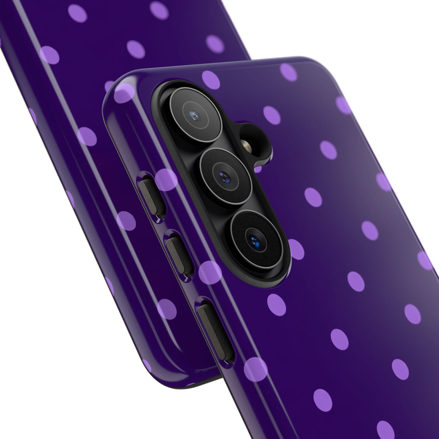 Purple Polka Dot Tough Phone Case – Cute Stylish Durable Protective Cover for Iphone, Samsung Galaxy and Pixel