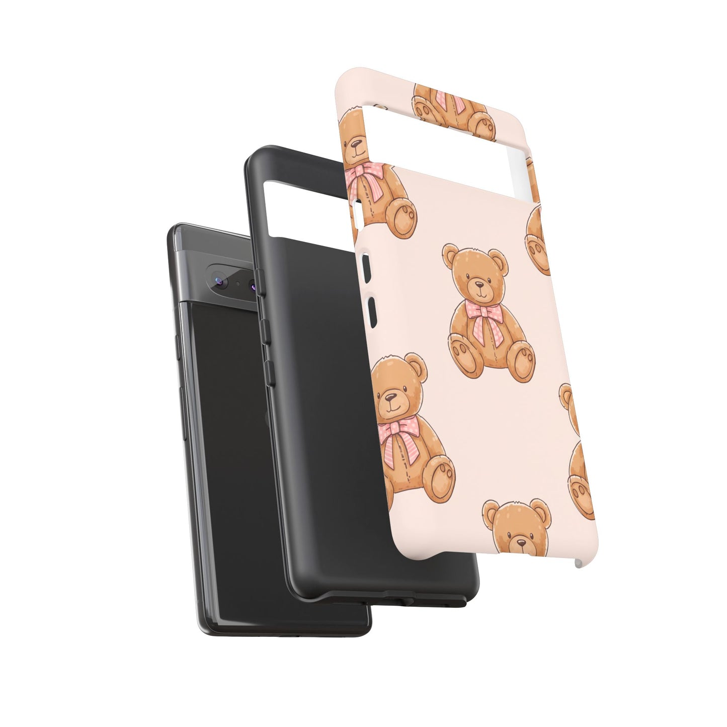 Teddy Bear Phone Case | Cute Coquette Aesthetic Pink Bear Pattern Case | Kawaii Soft Girl iPhone & Samsung Tough Protective Case