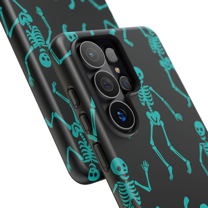 Dancing Teal Skeletons Phone Case | Tough Protective Case for Iphone, Samsung Galaxy and Pixel