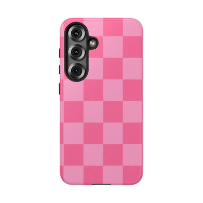 Pink Checkerboard Phone Case | Cute Aesthetic Checkered iPhone & Samsung Tough Case
