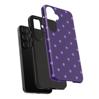 Purple Polka Dot Tough Phone Case – Cute Stylish Durable Protective Cover for Iphone, Samsung Galaxy and Pixel
