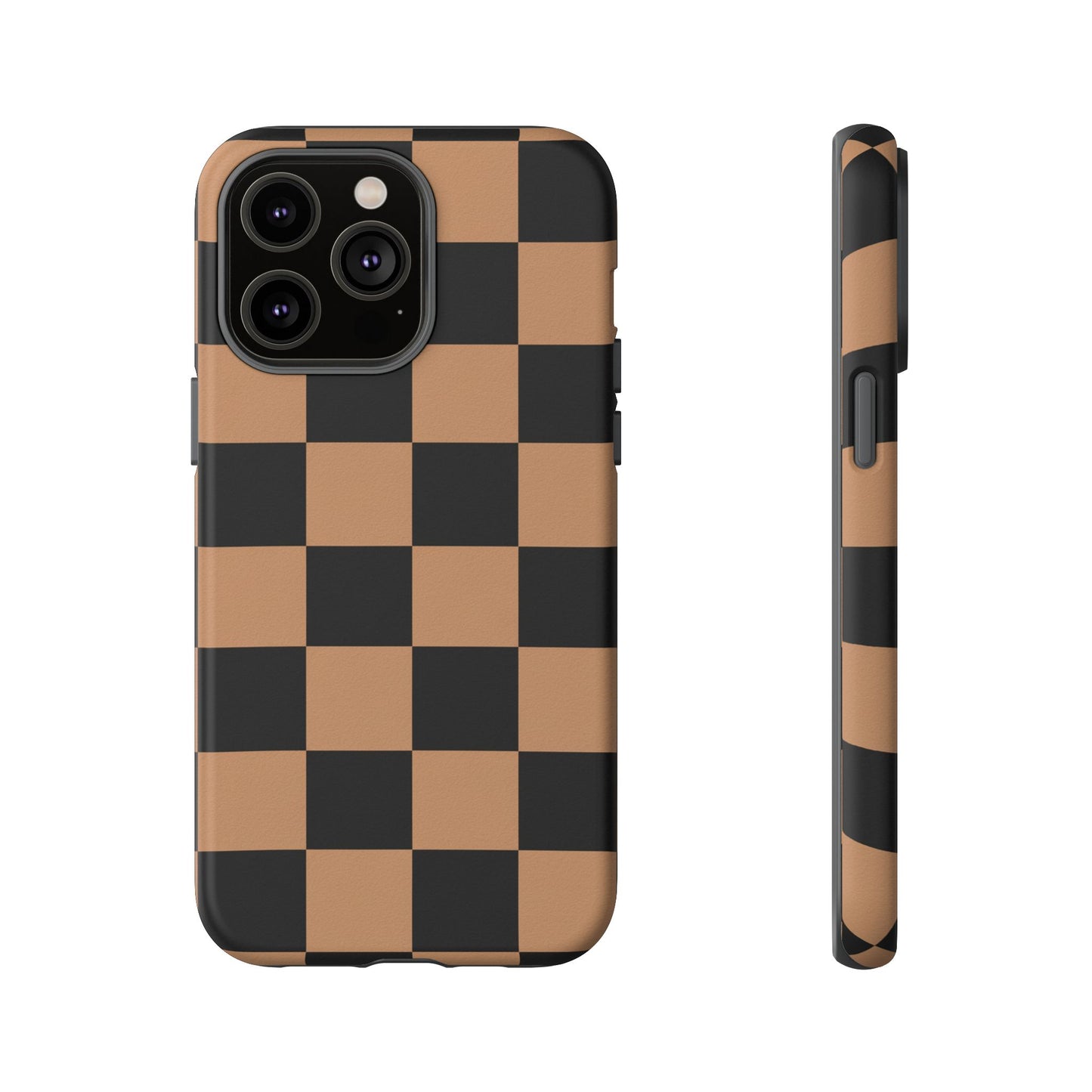 Brown Checkered Phone Case | Aesthetic Checkerboard iPhone & Samsung Tough Case