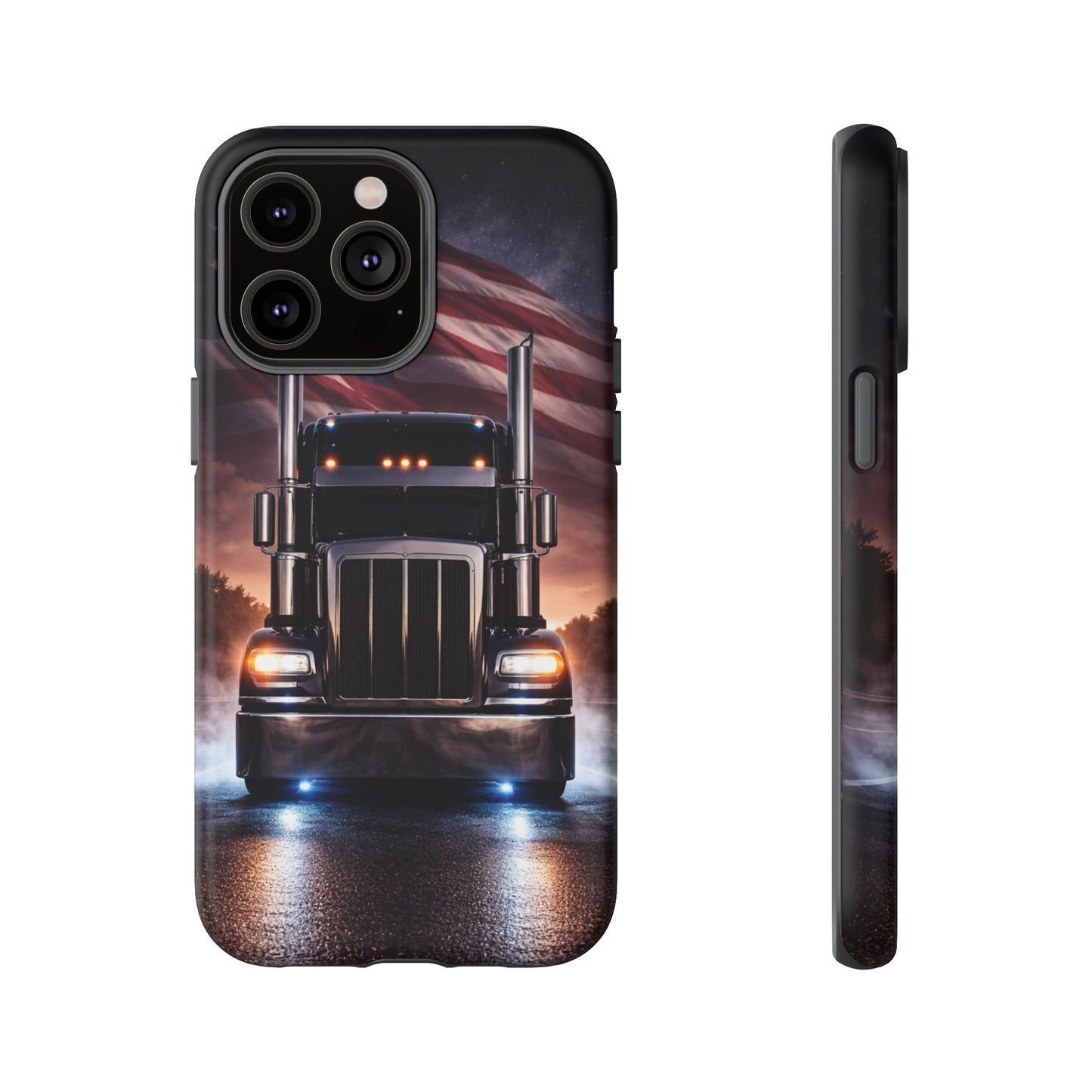 Semi Truck Phone Case American Flag Big Rig Trucker Gift iPhone Samsung