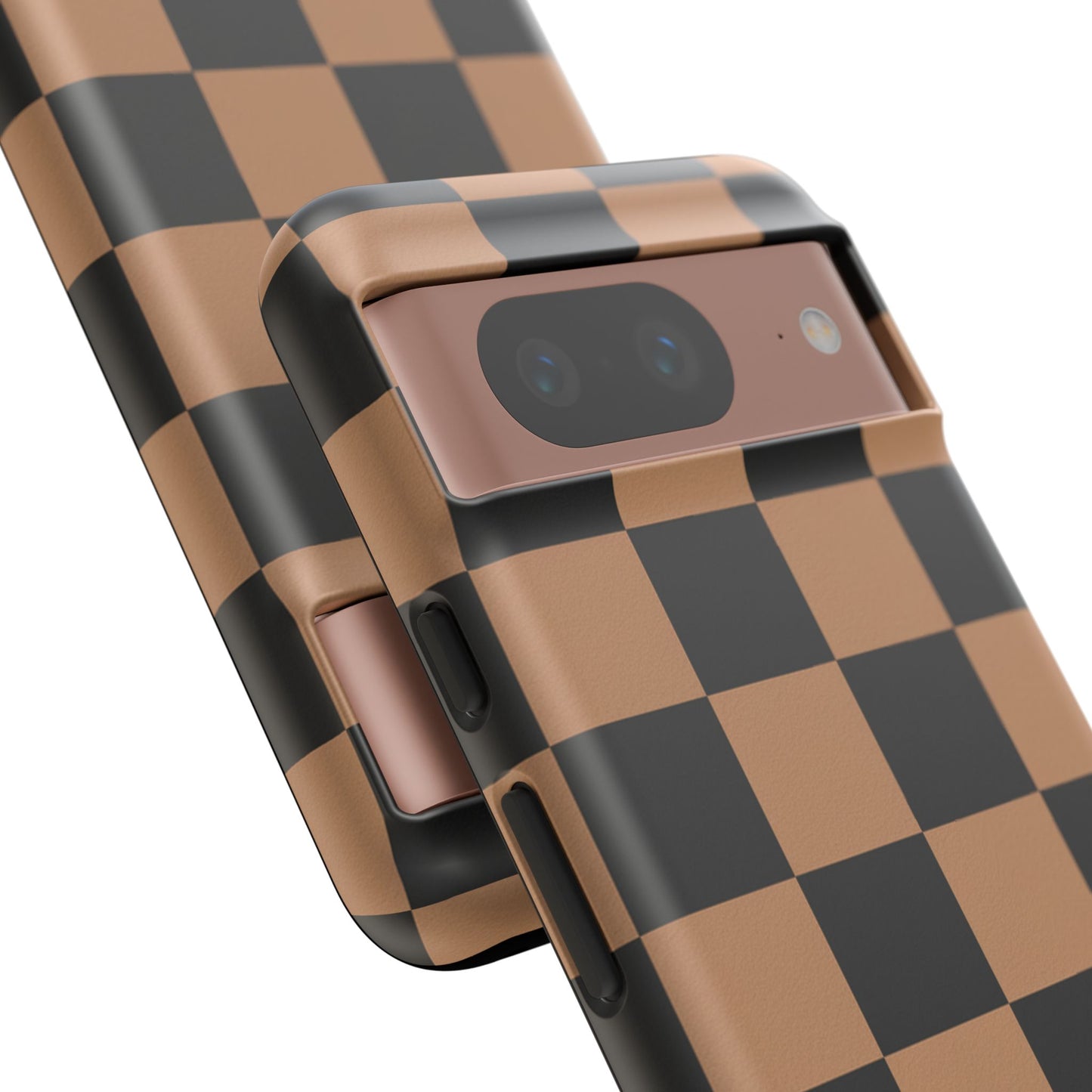 Brown Checkered Phone Case | Aesthetic Checkerboard iPhone & Samsung Tough Case