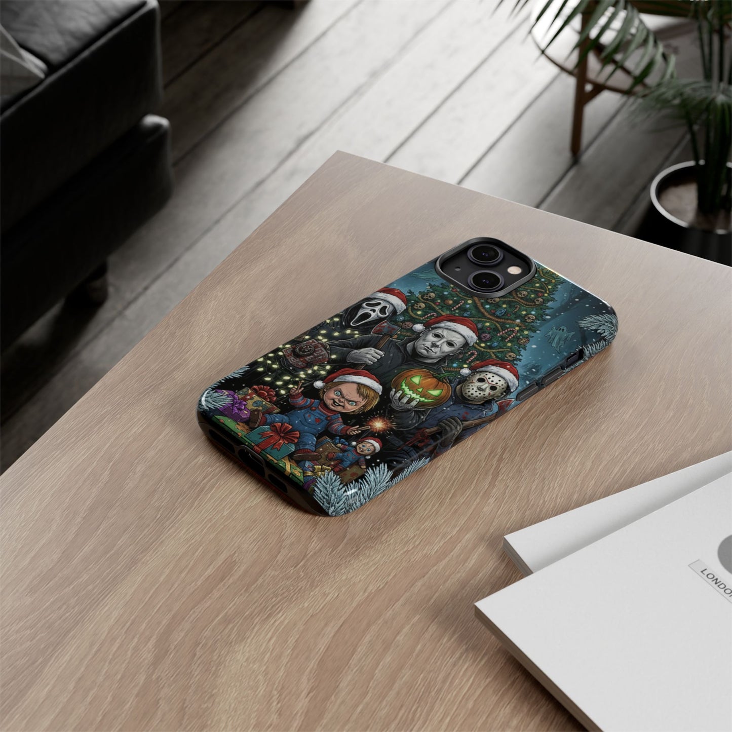 Christmas Horror Phone Case – Festive Slasher Collage Tough Case (iPhone, Samsung, Pixel)