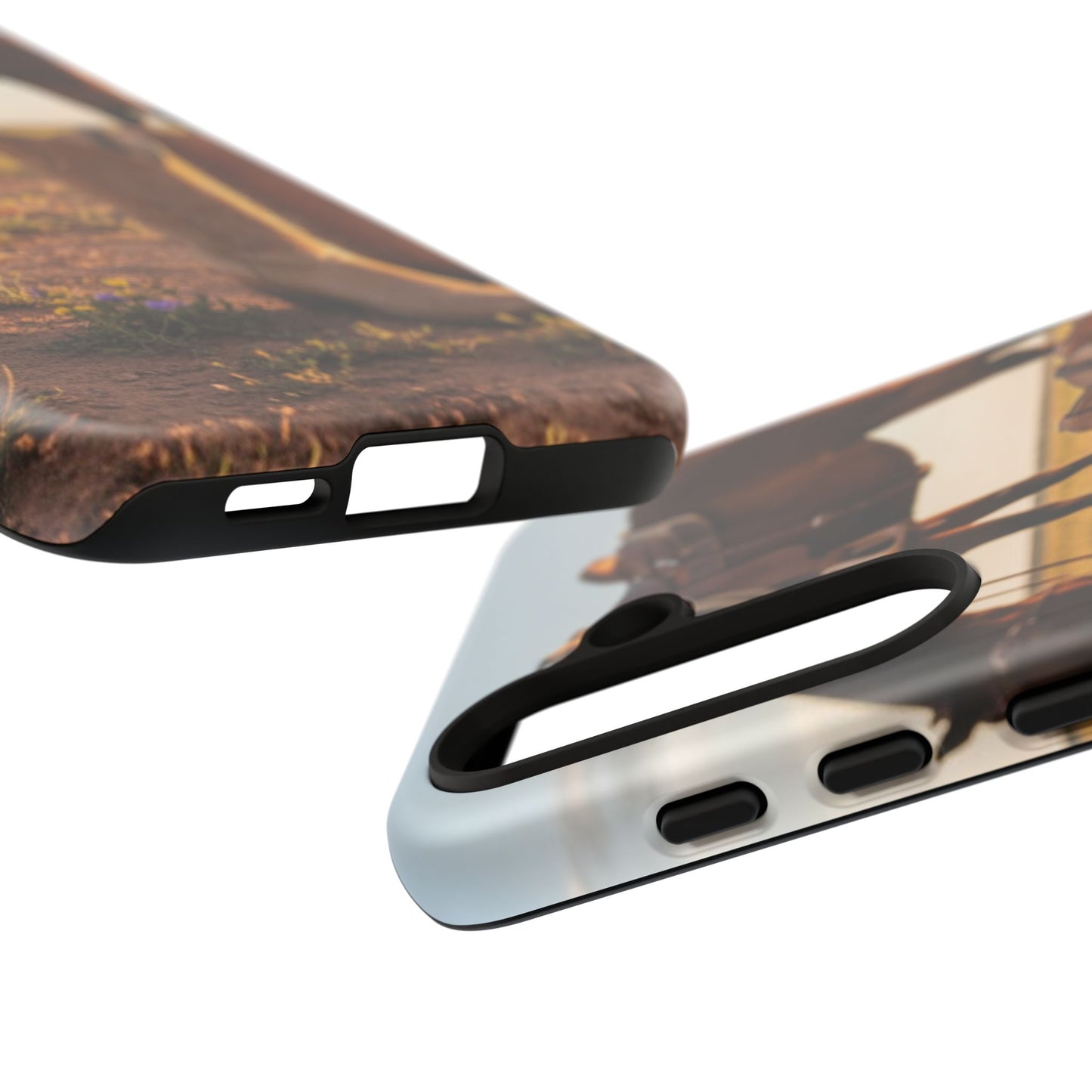 Western Cowboy Boots Phone Case – Rustic Horse Sunset Tough Case (iPhone, Samsung, Pixel)