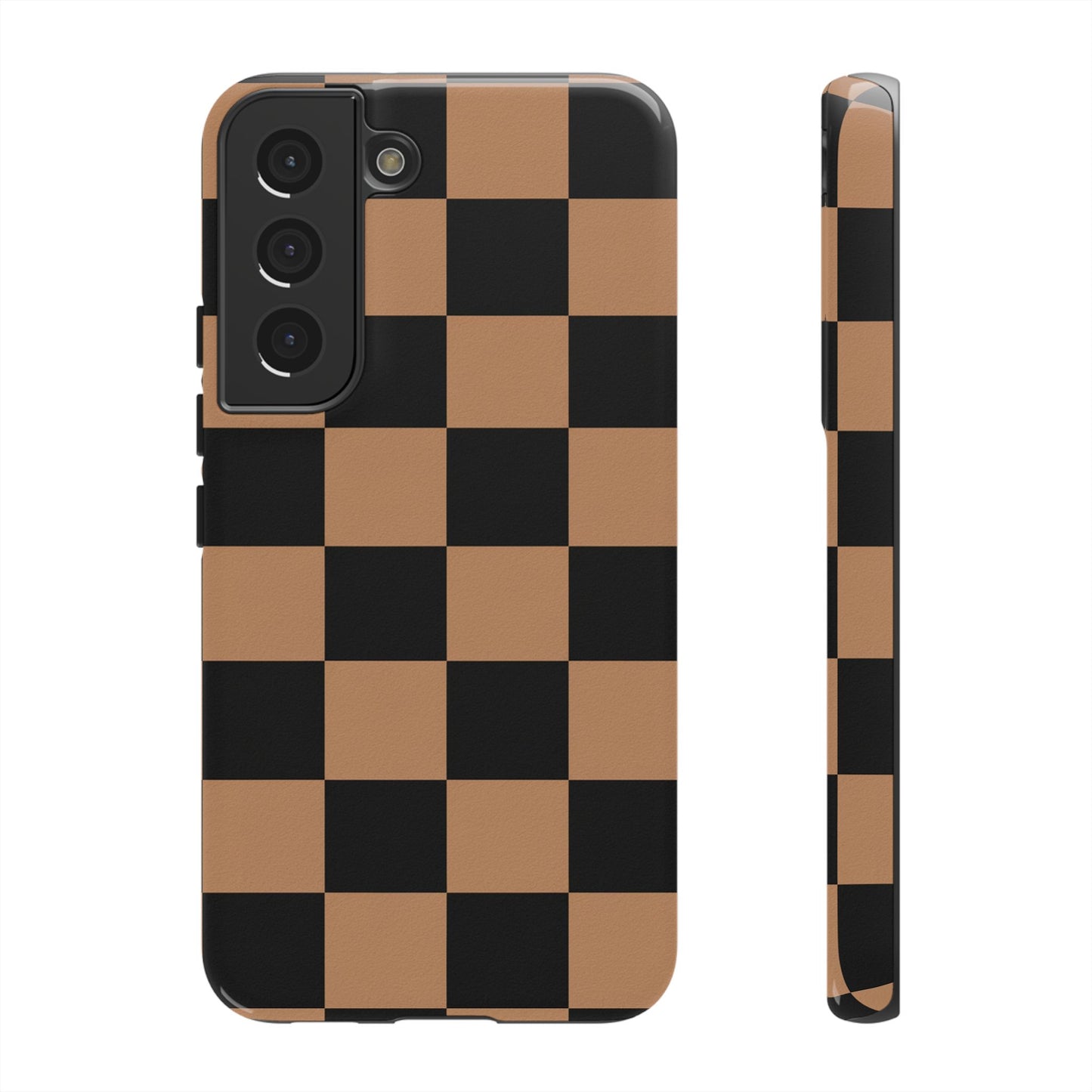 Brown Checkered Phone Case | Aesthetic Checkerboard iPhone & Samsung Tough Case