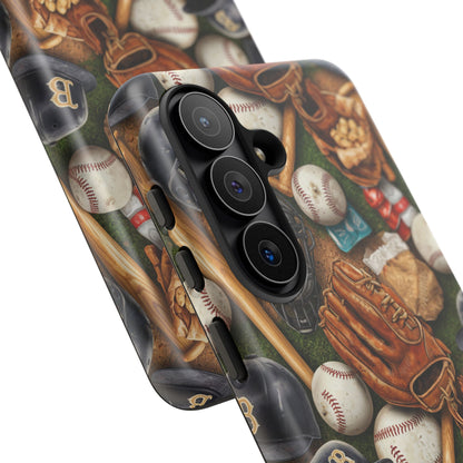 Baseball Gear Collage Phone Case – Vintage Baseball Equipment Sports Tough Case