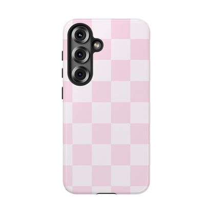 Light Pink Checkerboard Phone Case | Pastel Aesthetic Checkered iPhone & Samsung Tough Case