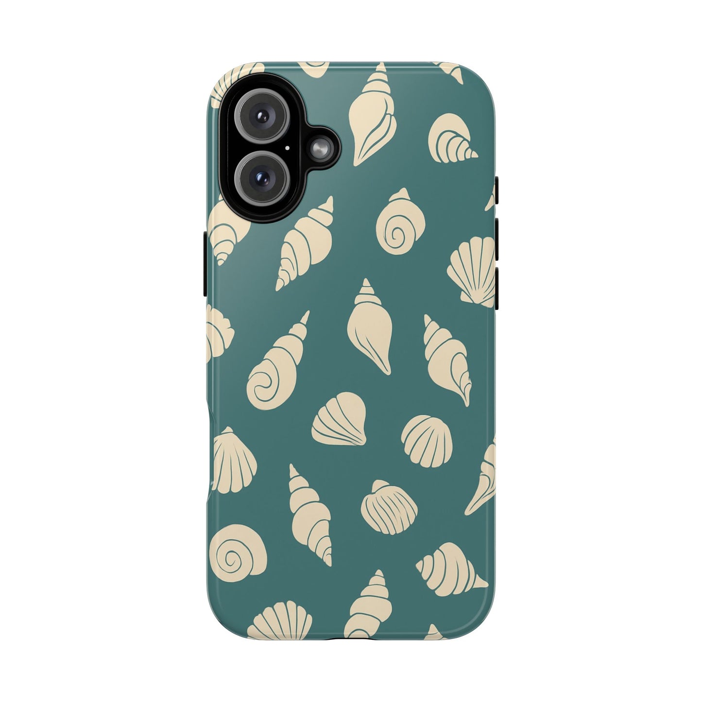 Seashell Pattern Phone Case | Teal Coastal Shells Tough Case for Iphone, Samsung Galaxy and Pixel