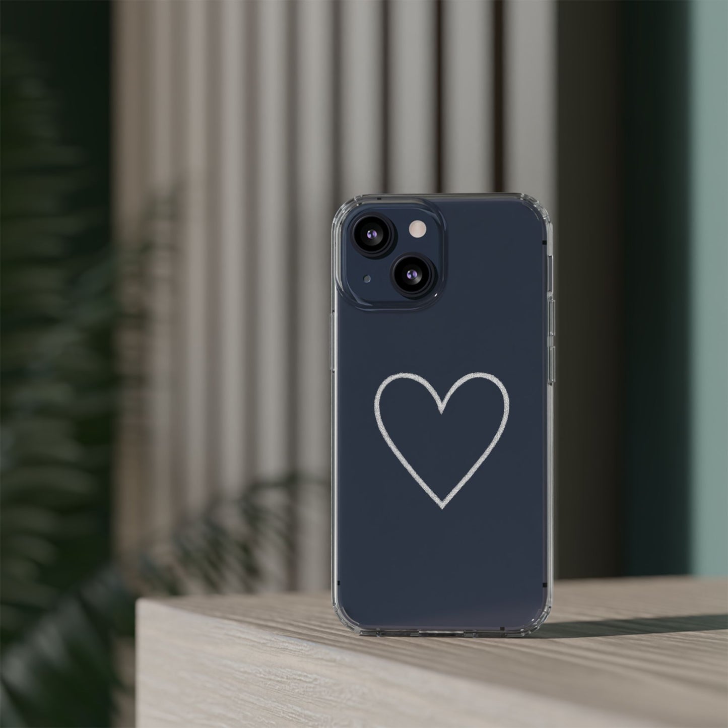 Minimal Hand-Drawn Heart Clear Phone Case | Aesthetic Clear Protective Case