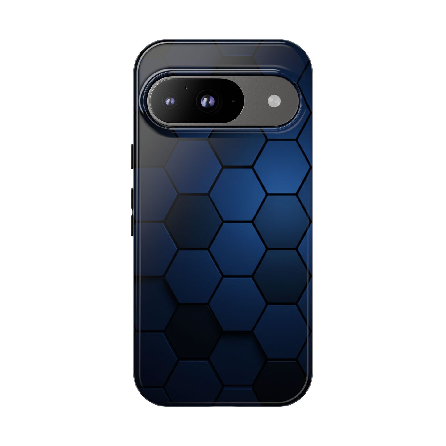 Blue Hexagon Gradient Phone Case | Honeycomb Geometric Tech Aesthetic | Minimalist Tough Case for iPhone & Samsung