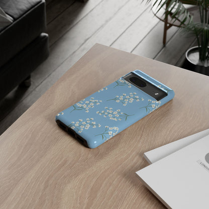 Baby’s Breath Floral Phone Case – Blue Minimal Flower Aesthetic Tough Case