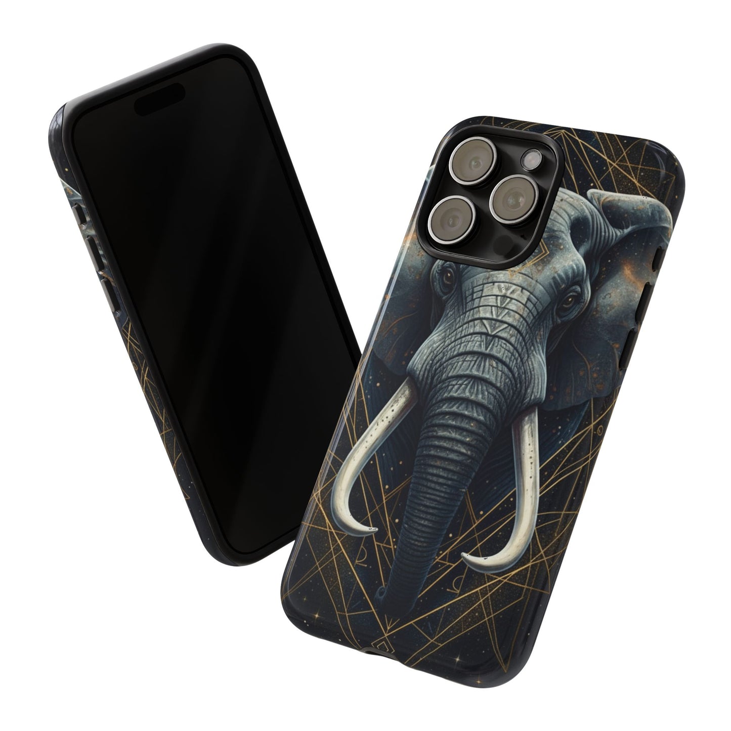 Elephant Mandala Phone Case – Black and Gold Spiritual Elephant Tough Protective Case
