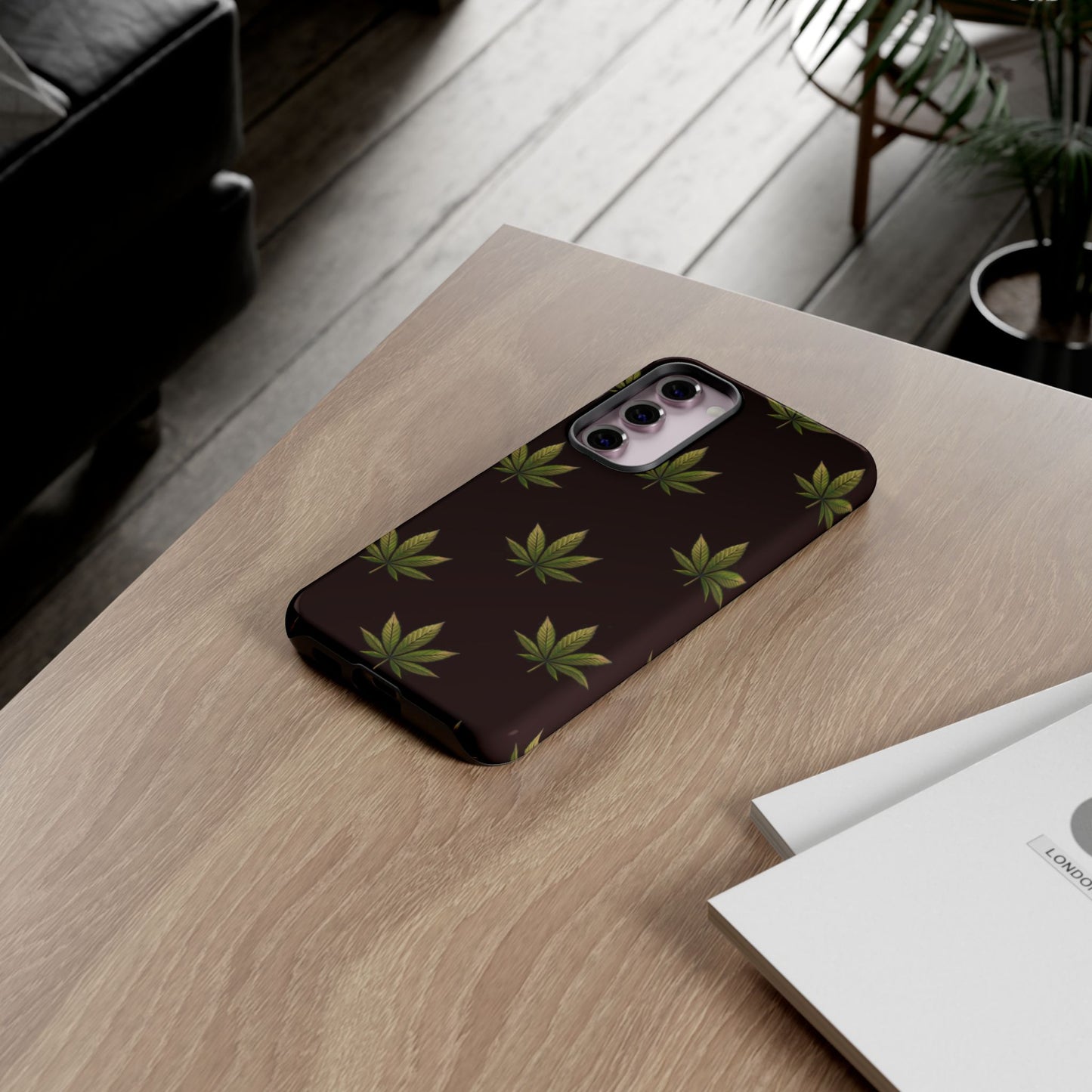 Cannabis Leaf Phone Case Green Weed Leaf Pattern Tough Protective Cover