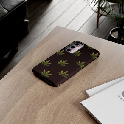 Cannabis Leaf Phone Case Green Weed Leaf Pattern Tough Protective Cover