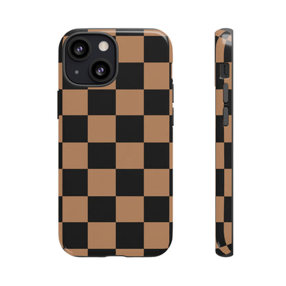 Brown Checkerboard Phone Case | Aesthetic Tough Protective Case