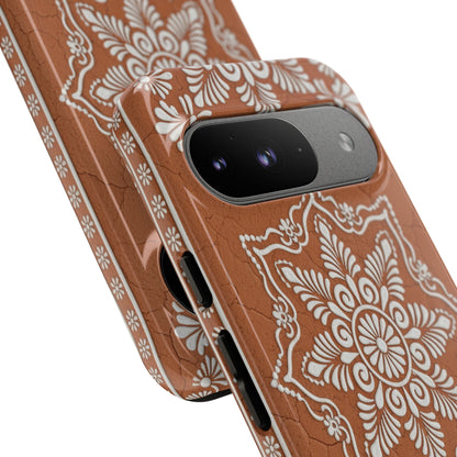 Talavera Terracotta Phone Case | Mexican Floral Pattern iPhone & Samsung Tough Case | Boho Clay Aesthetic Cover