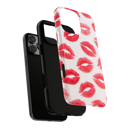 Red Lipstick Kiss Phone Case – Sexy Lip Print Pattern Tough Protective Cover