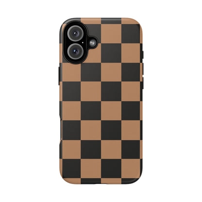 Brown Checkerboard Phone Case | Aesthetic Tough Protective Case