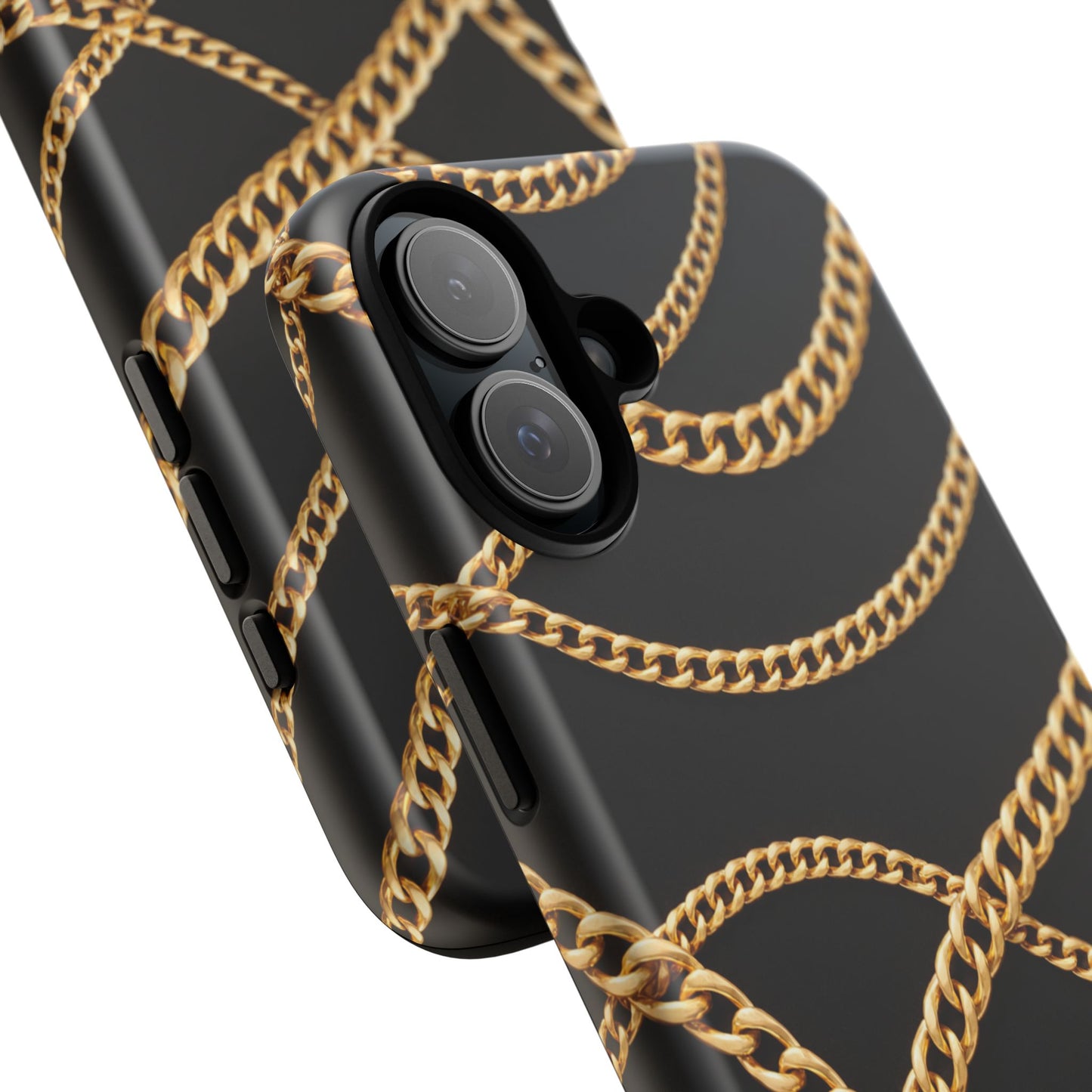 Luxury Gold Chain Phone Case – Black Designer Style Tough Protective Cover for Iphone, Samsung Galaxy and Pixel