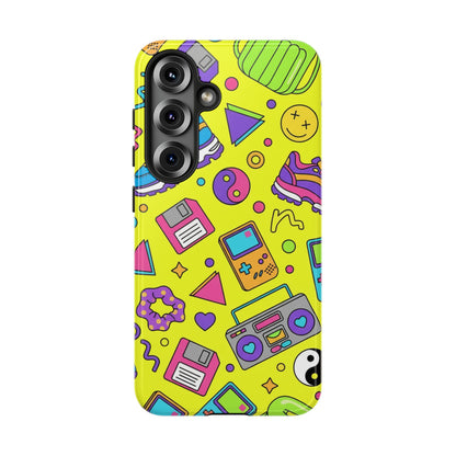 90s Retro Neon Phone Case – Y2K Nostalgia Colorful Icons Tough Protective Case