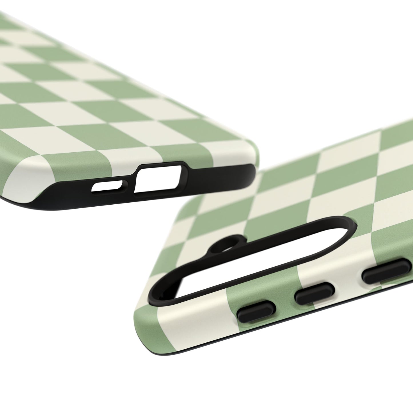 Sage Green Checkerboard Phone Case | Minimal Aesthetic Tough Case