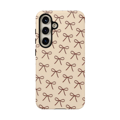 Coquette Bow Phone Case | Neutral Beige Aesthetic iPhone & Samsung Tough Case