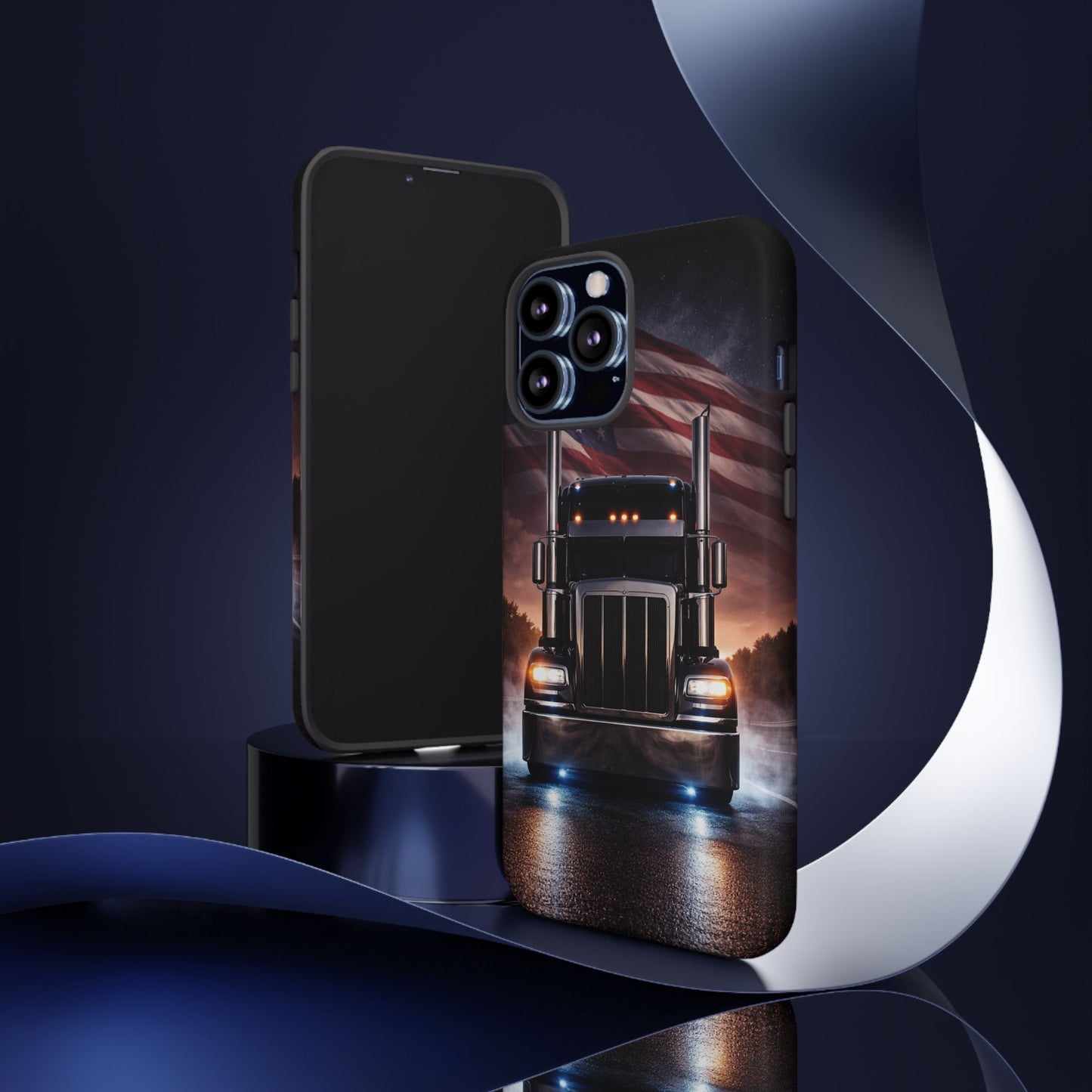 Semi Truck Phone Case American Flag Big Rig Trucker Gift iPhone Samsung