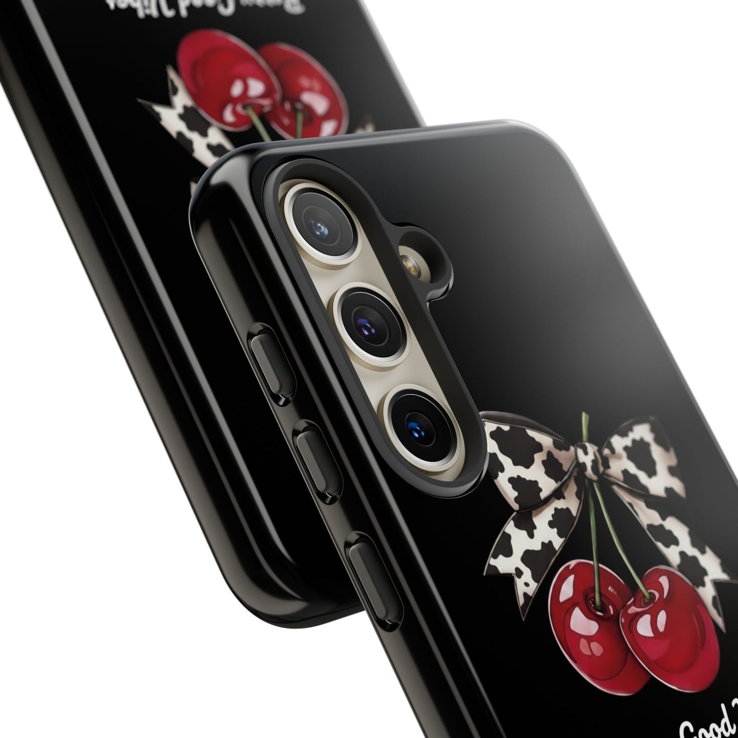 Cherry Cow Print Phone Case | Coquette Bow Aesthetic iPhone & Samsung Tough Case