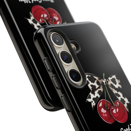 Cherry Cow Print Phone Case | Coquette Bow Aesthetic iPhone & Samsung Tough Case